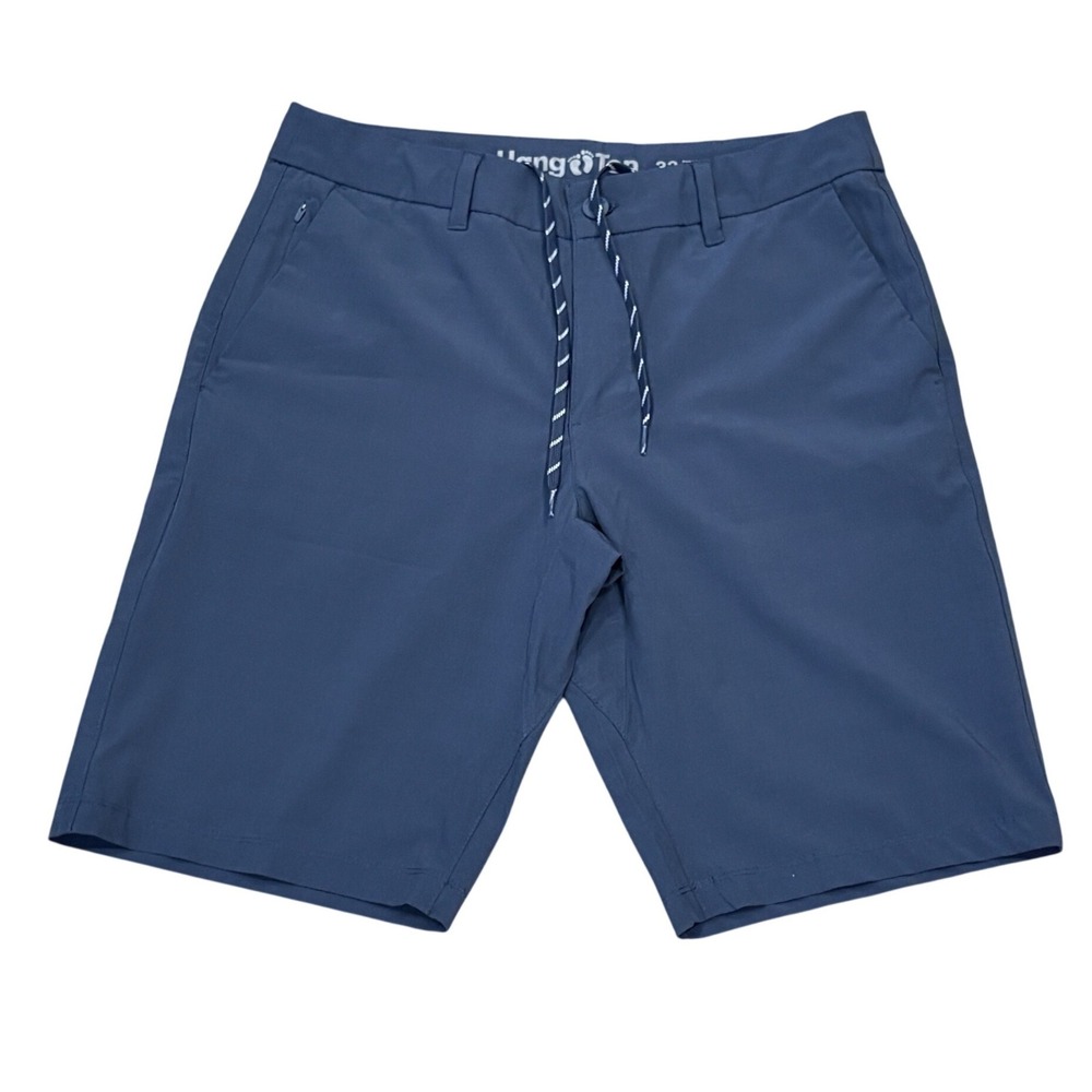 Hang Ten Hybrid Shorts Men 32 Blue Micro Plaid Quick Dry Stretch Performance